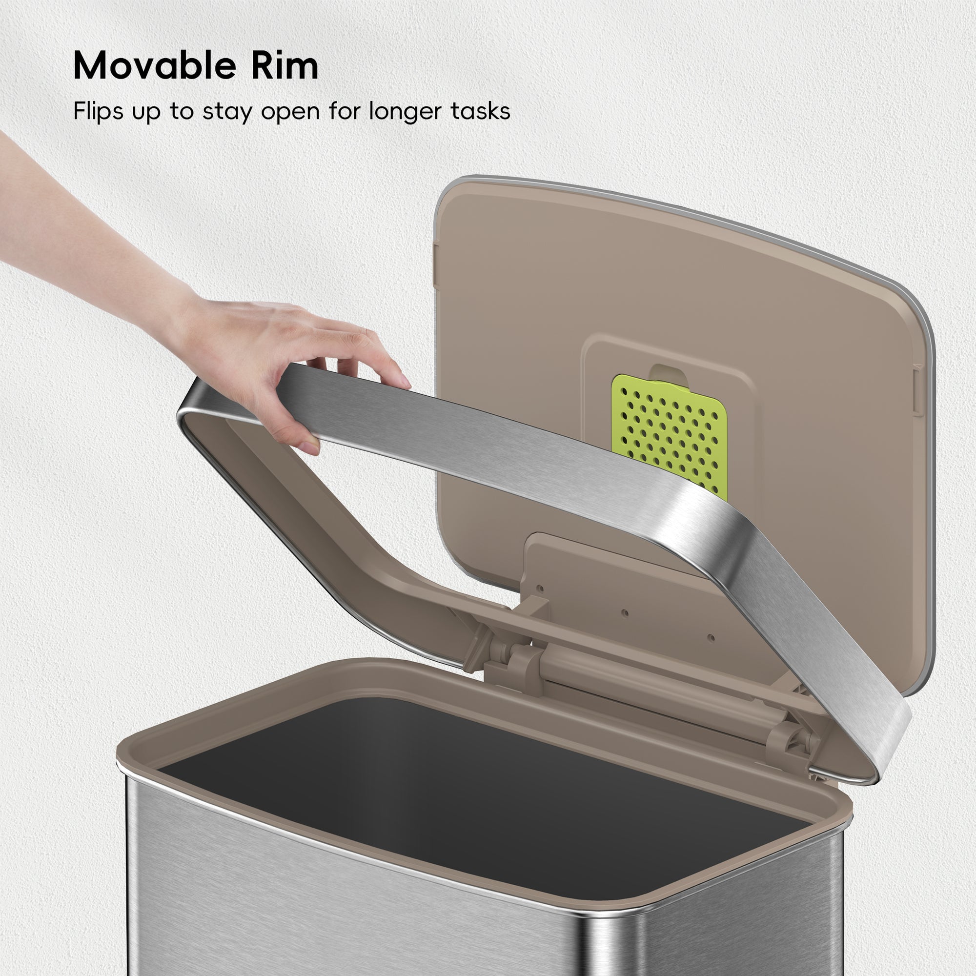 EKO Hudson 75L / 19.8 Gal Step Can with Bag Compartment - Stainless Steel – Movable Rim