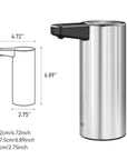 EKO Deluxe Aroma Smart Liquid Soap Dispenser - Stainless Steel – Dimensions