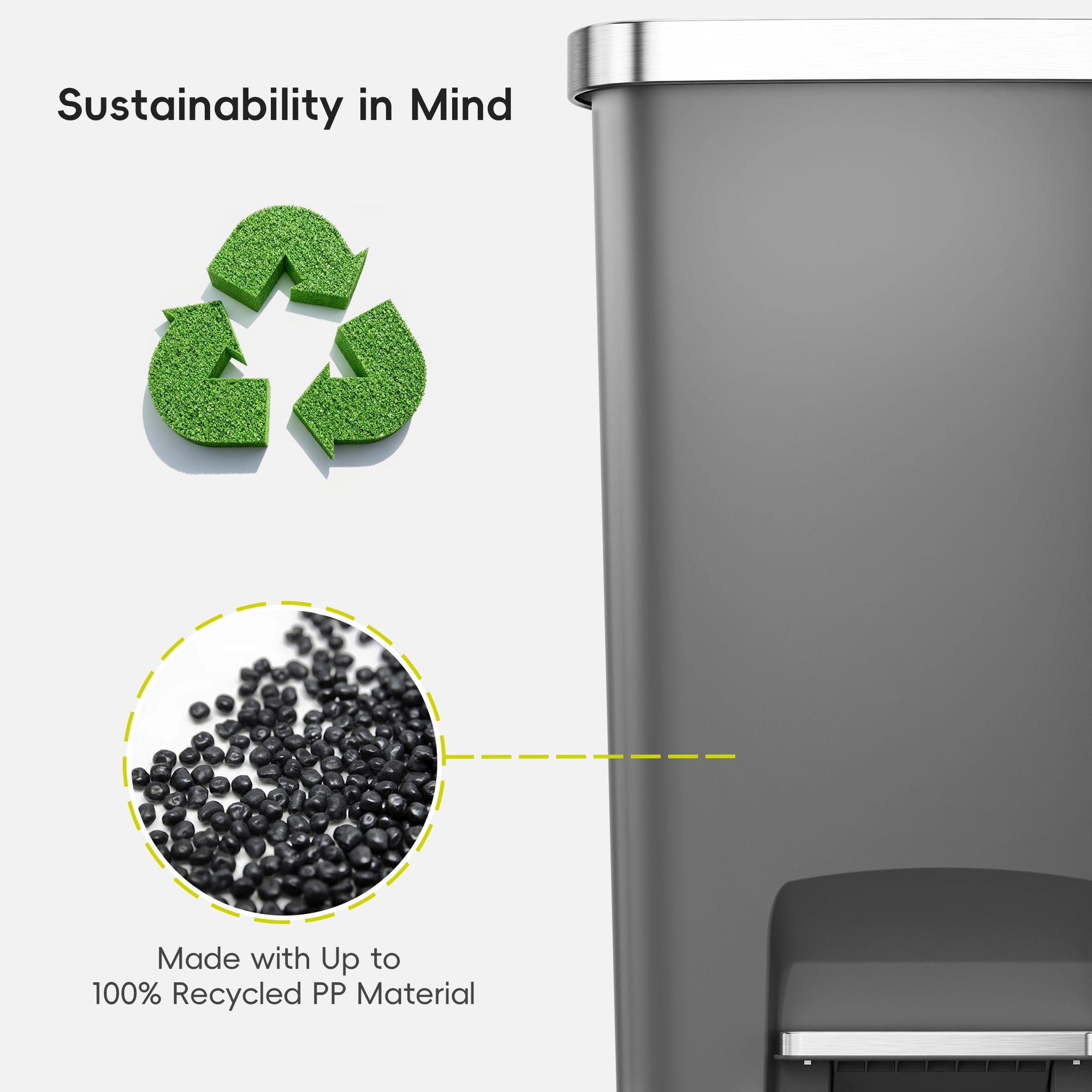 Hana Select Plastic Resin Step Trash Can 50 L / 13 Gal