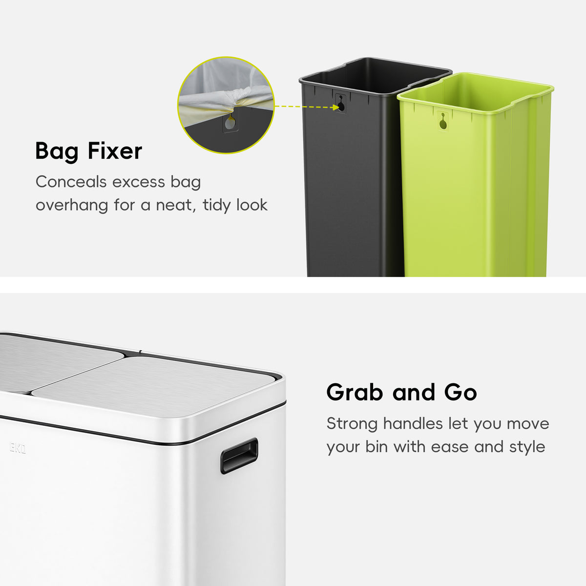 Edison Dual Compartment Step Can with Removable Inner Liners 30+30 L / 8+8 Gal