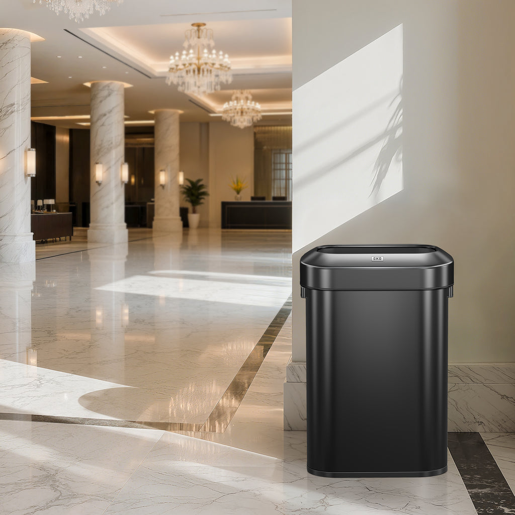 Urban Slim Open Top Commercial Trash Can, Stainless Steel