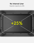 No internal liner expands trash can capacity by 25%.
