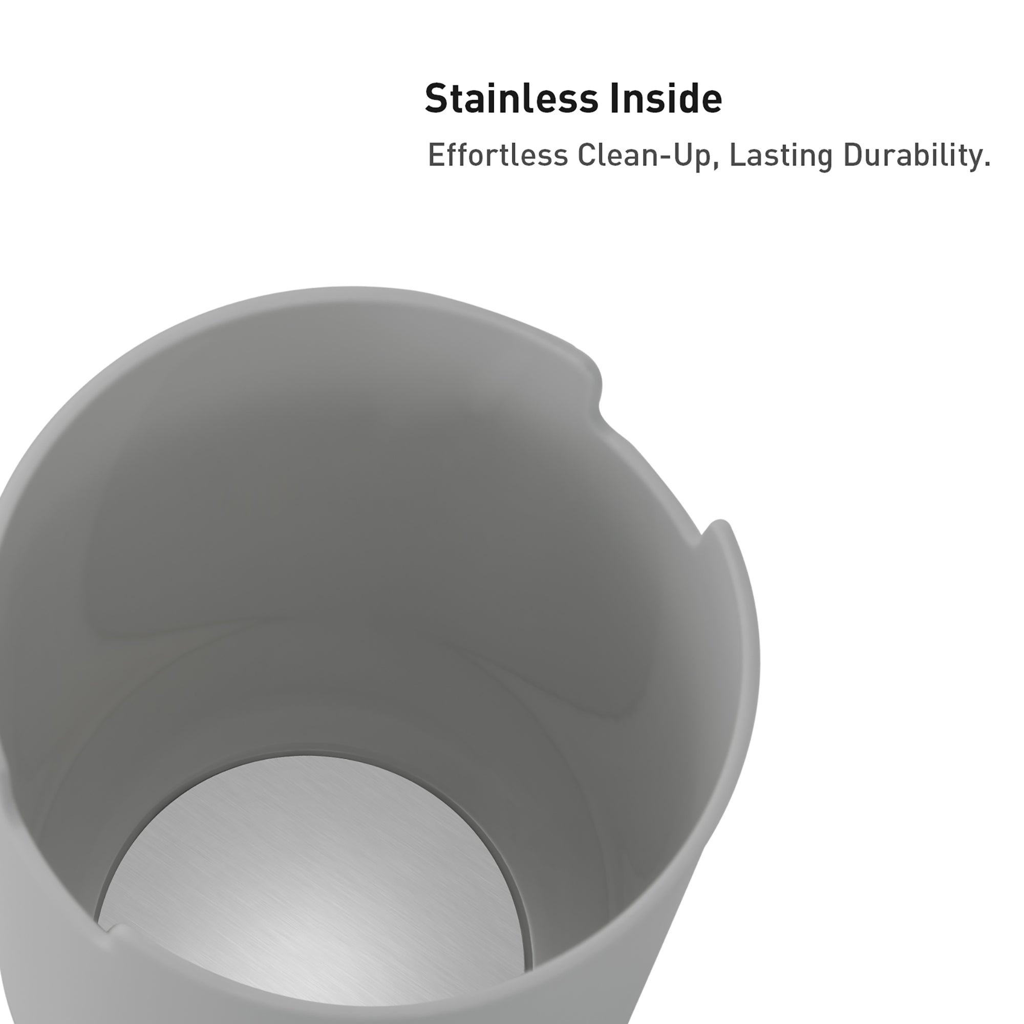 EKO Fandy Table Bin with Swing-Top Lid - Gray 1.5L / 0.4 Gal – Stainless Inside