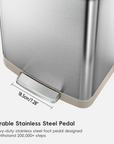Hudson 50 Liter / 13 Gallon Step Can with Bag Compartment - Matte Stainless Steel