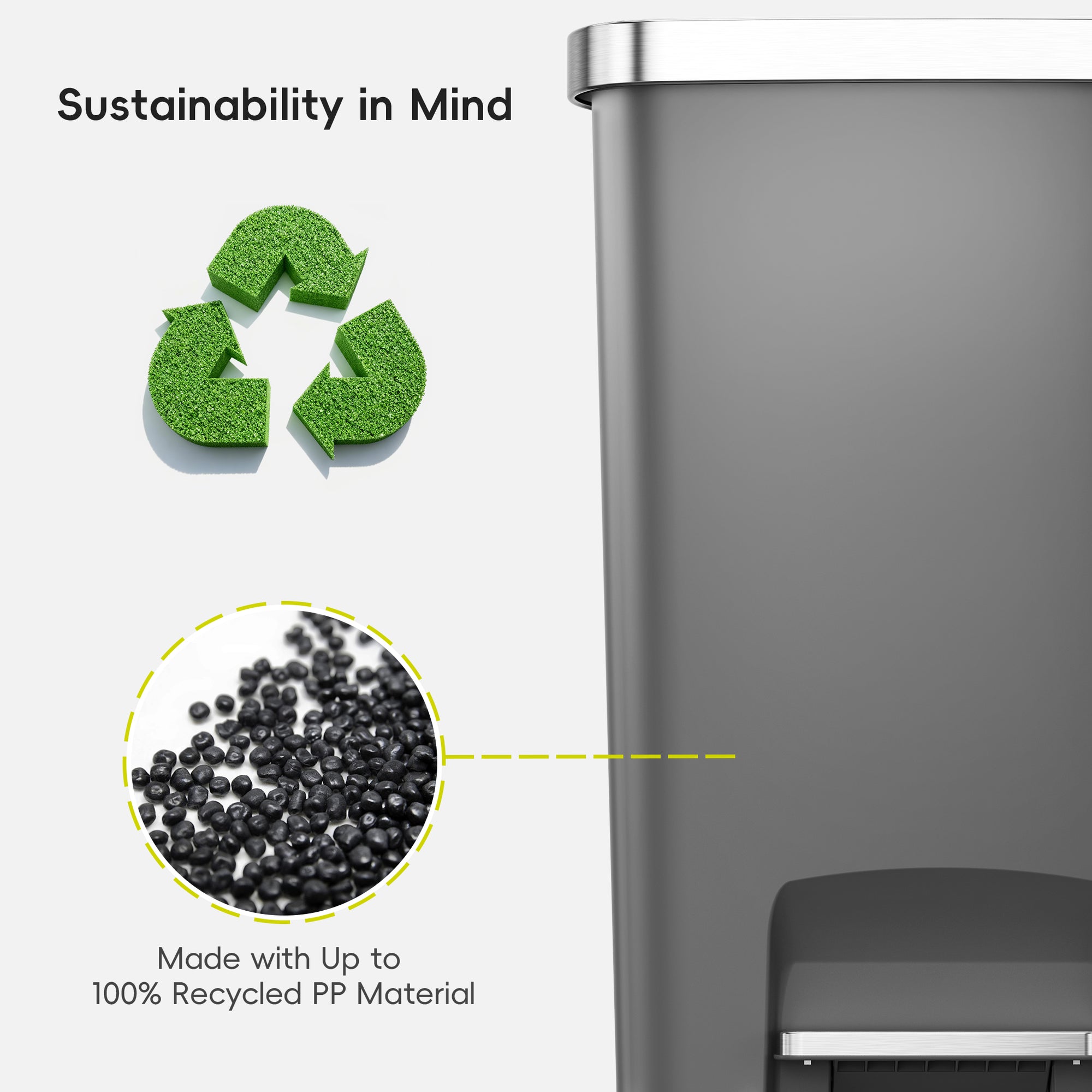 EKO Trash Can Featuring Sustainability in Mind, Made with Up to 100% Recycled PP Material.