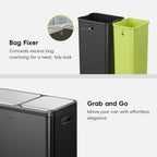 EcoCasa Dual Compartment Step Recycling Trash Can, 30+20 L / 8+5.3 Gal, Stainless Steel