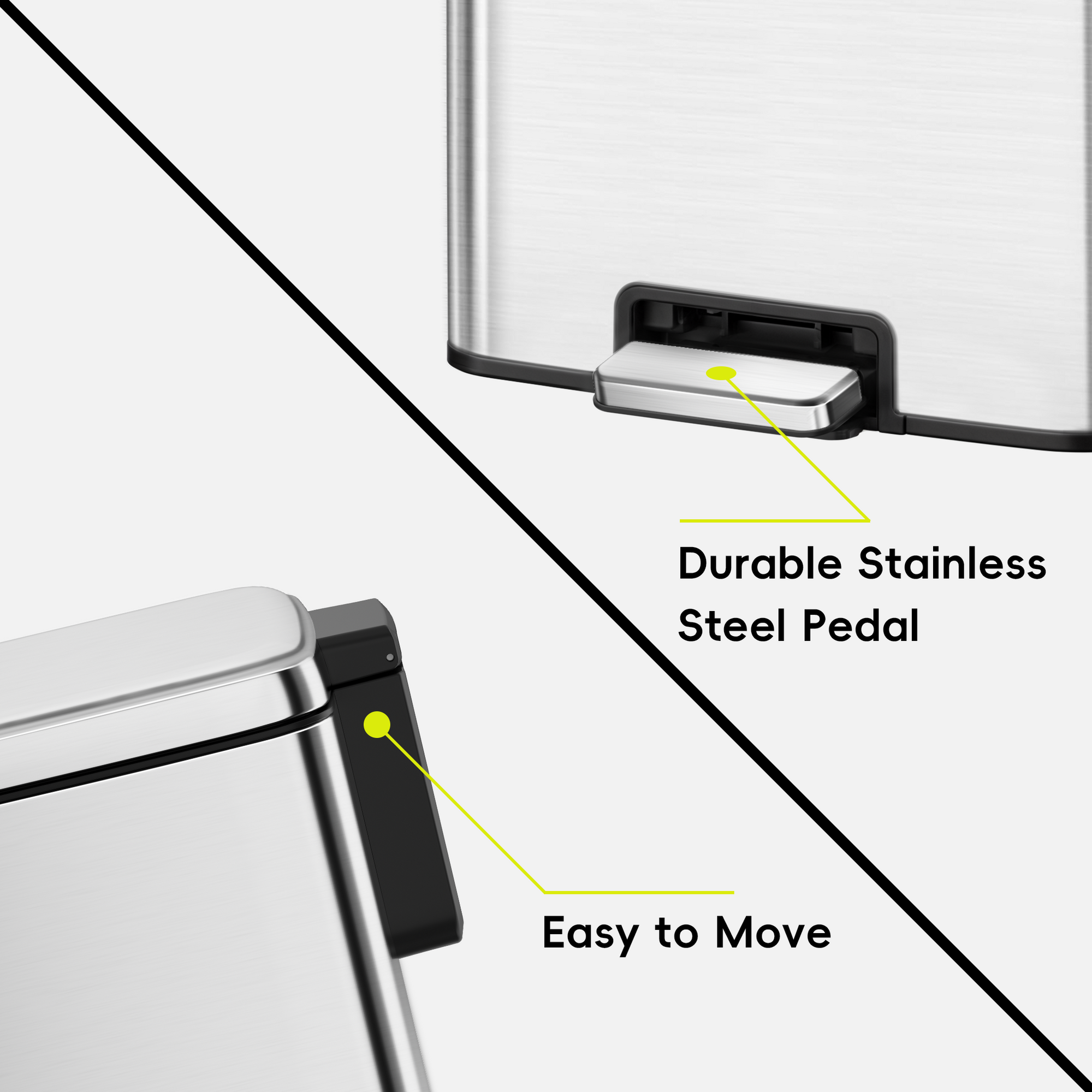 Maxwell Dual Compartment 20L+25L  Step Trash Can-Stainless Steel