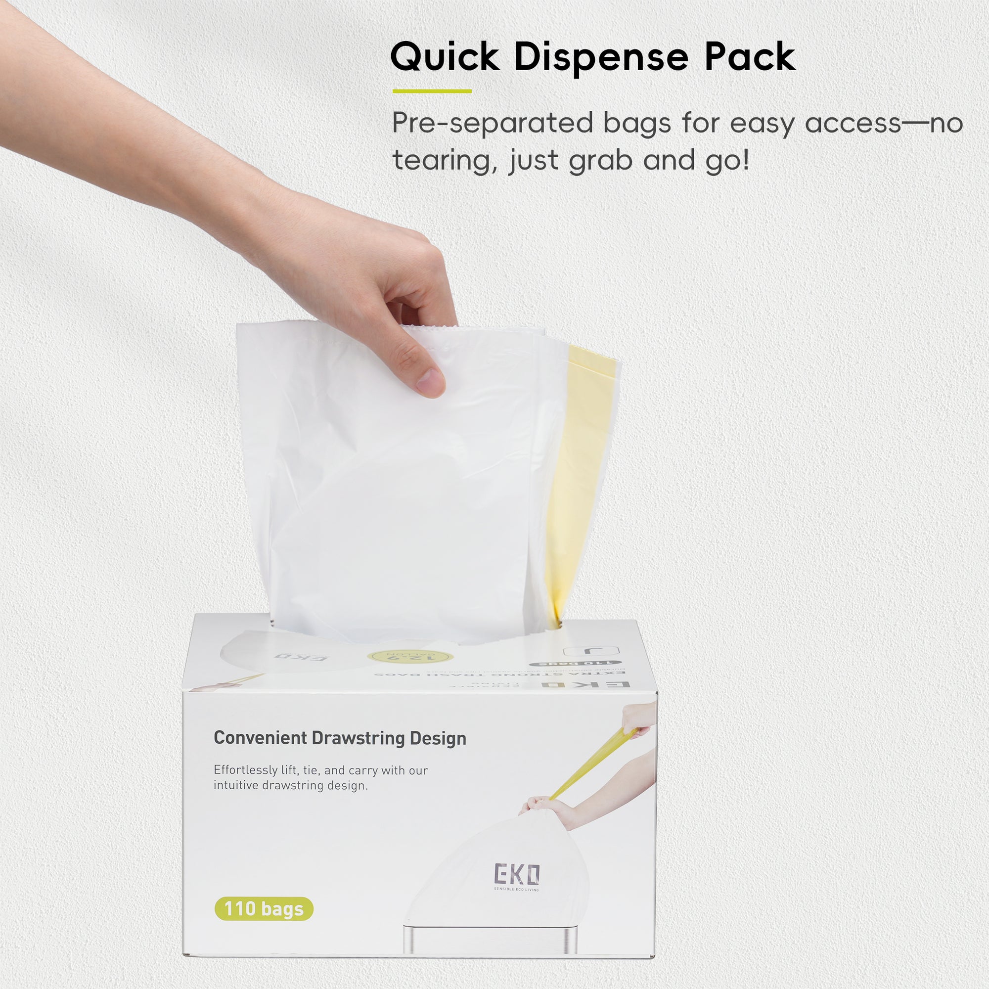 Code J - 12.9 Gallon (45-49L) Easy-Dispense Roll Trash Bag - 110 Count