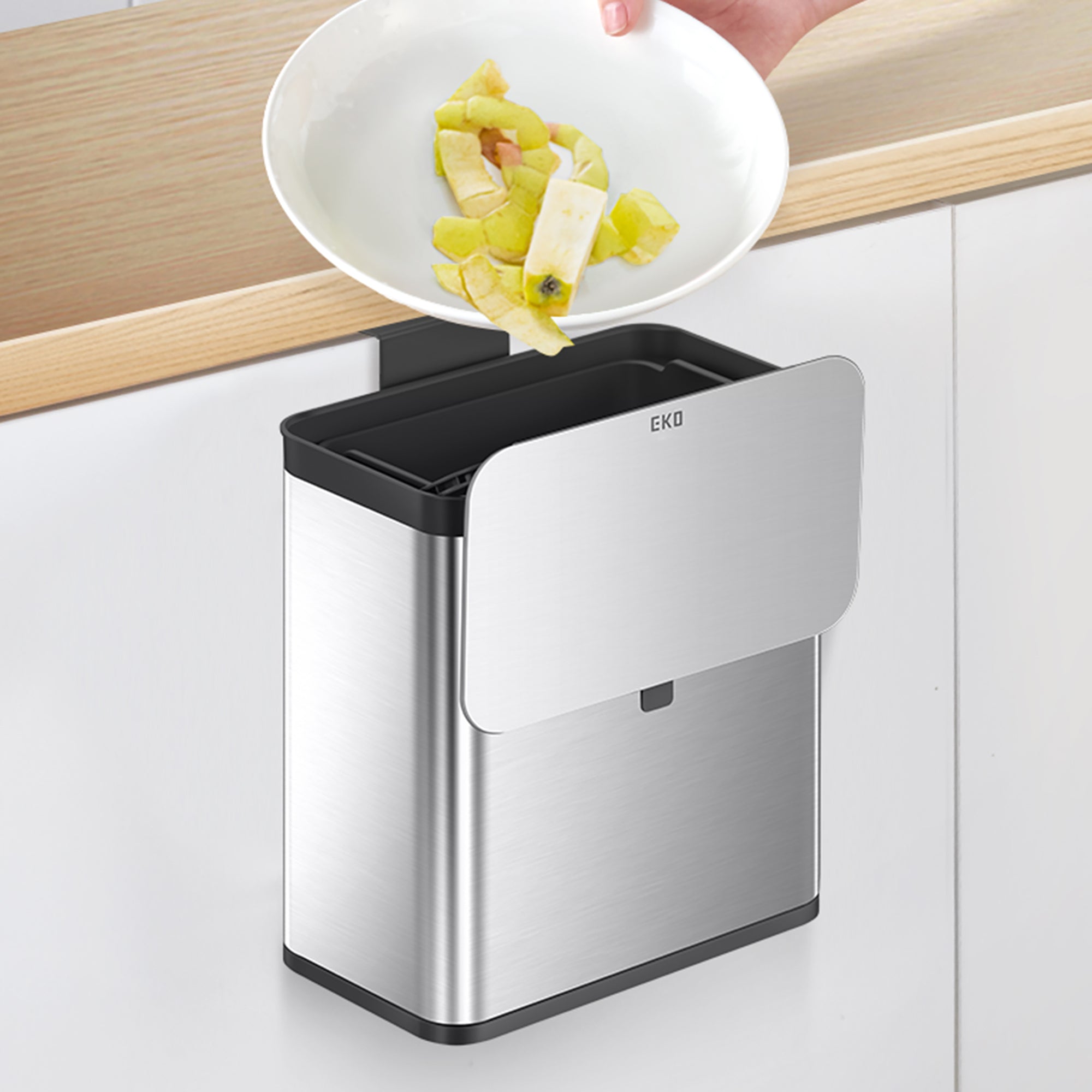 EKO Deluxe Puro Compost Bin with Liner - 7L / 1.85 Gal (Stainless & Black) –  Food