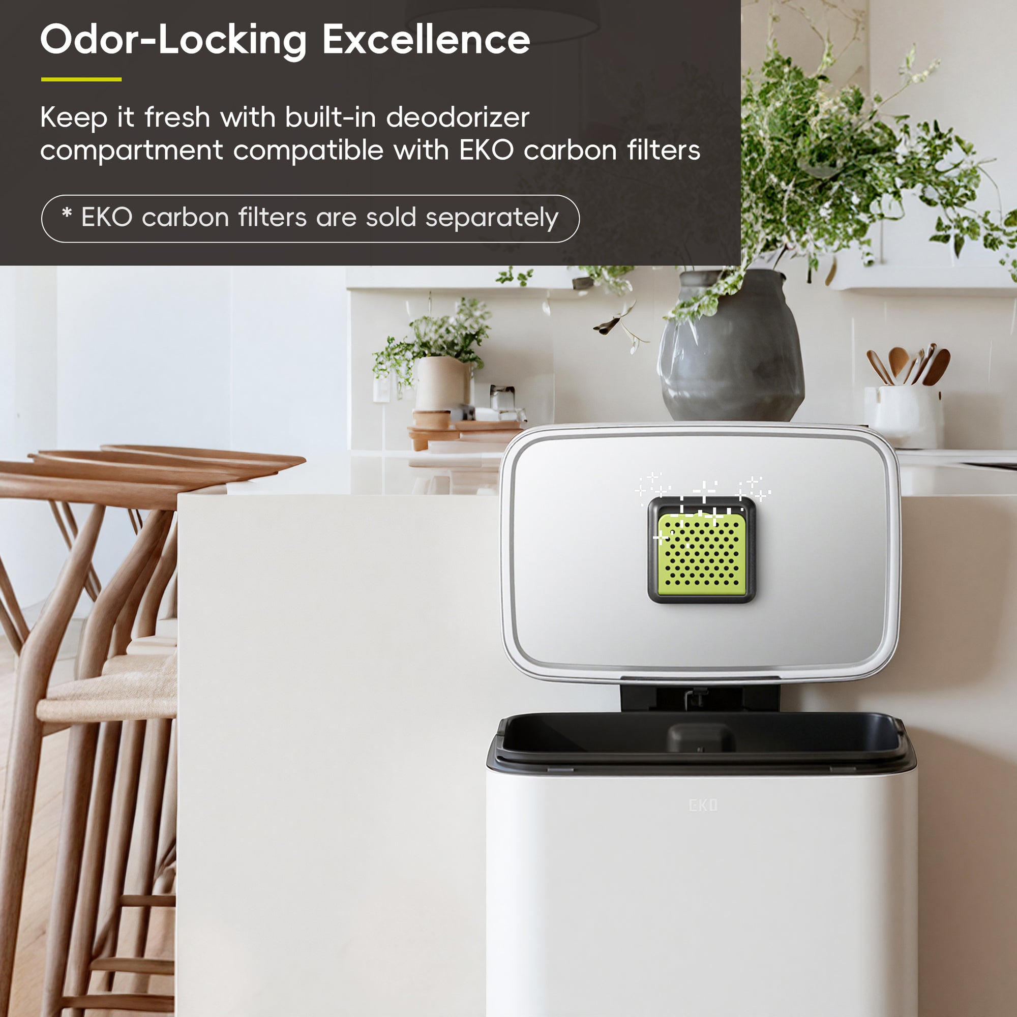 Madison Step Can with Liner – 50L / 13.2 Gal – Matte White