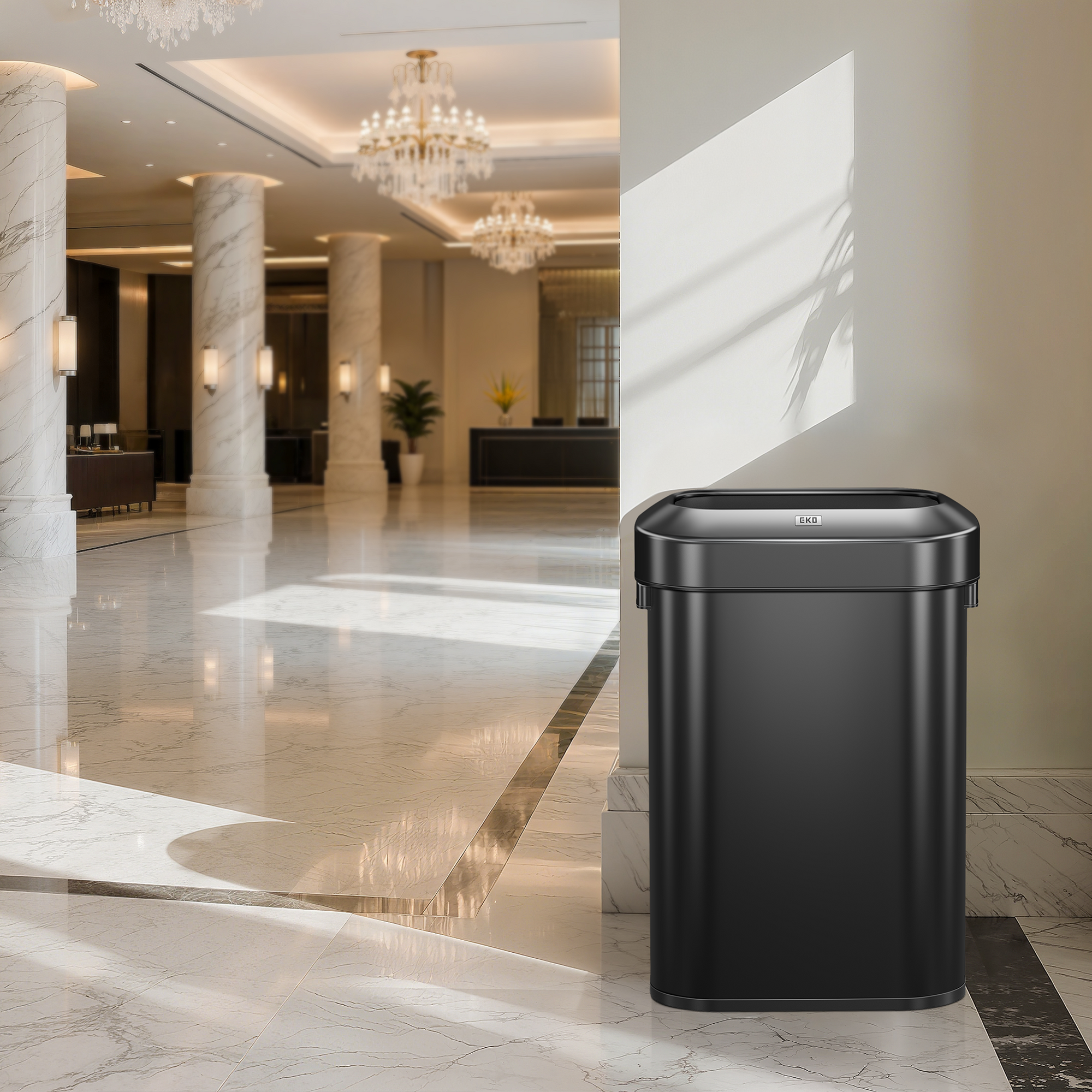 Urban Slim Open Top Can Commercial Grade - 90L / 23.7 Gal-Matte Black