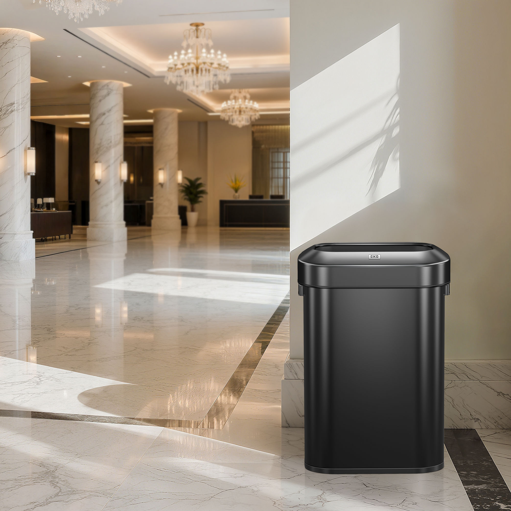 Urban Slim Open Top Can Commercial Grade - 60L / 16 Gal-Matte Black