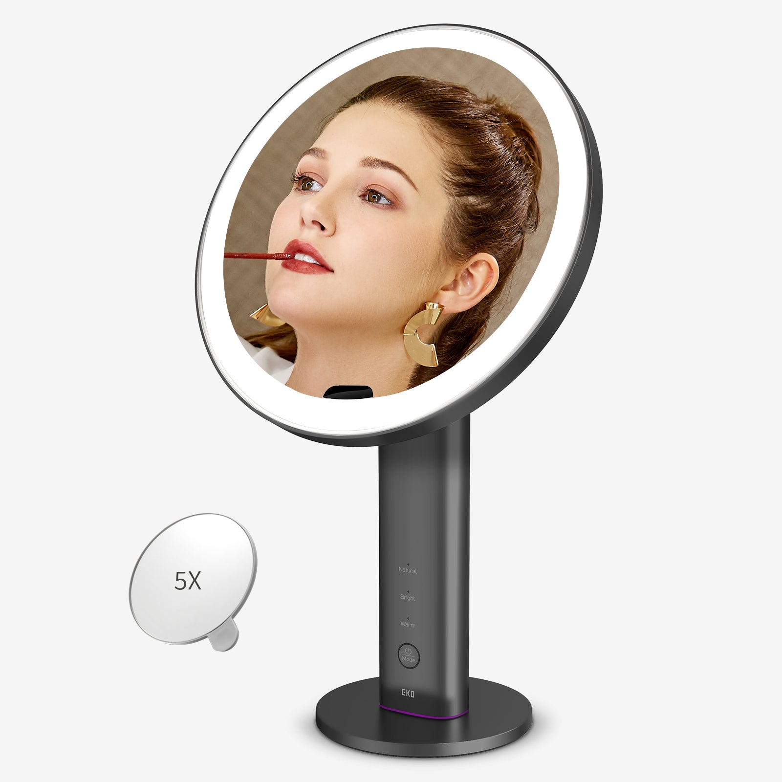 EKO iMira Ultra Clear 8" Sensor Mirror - Dark Gray 1X/5X – Lipstick 5x