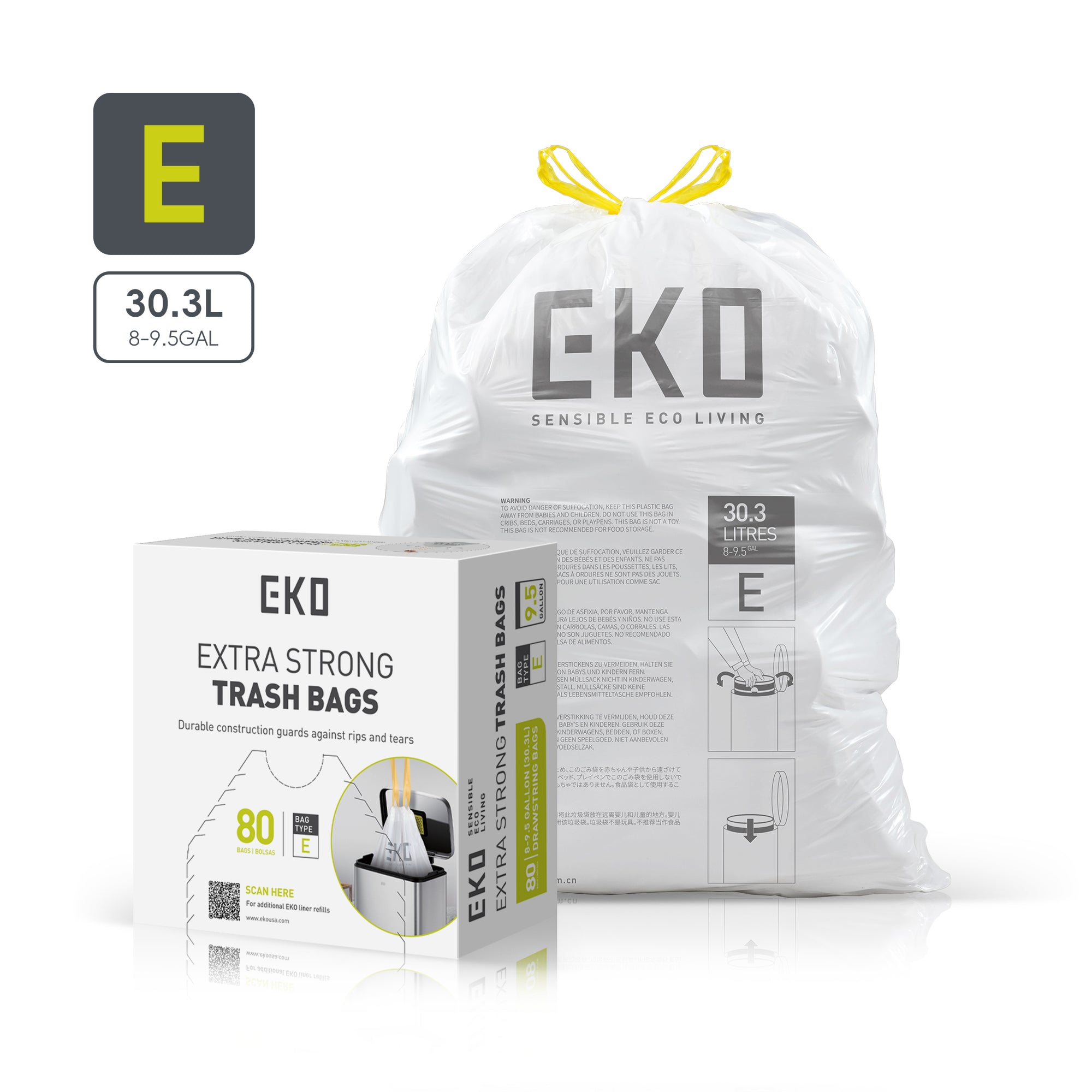 Code Z - 12.5 Gallon  Easy-Dispense Roll Trash Bag - 110 Count (40-60L)