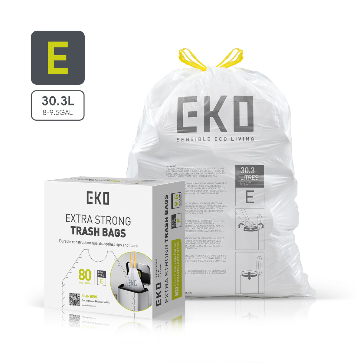 Easy-Dispense Trash Bag Code E-Z / 8-21 Gal