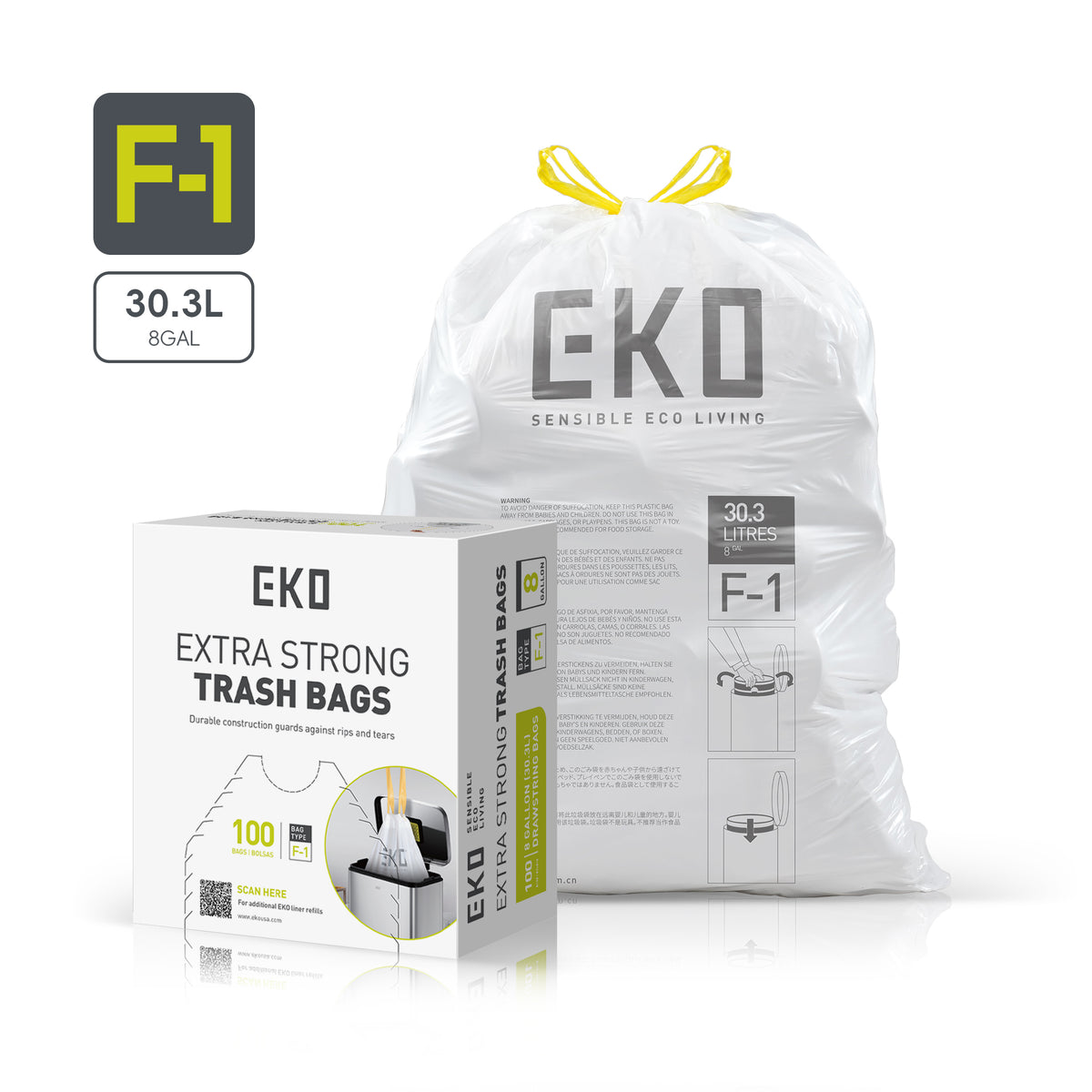Easy-Dispense Trash Bag Code E-Z / 8-21 Gal