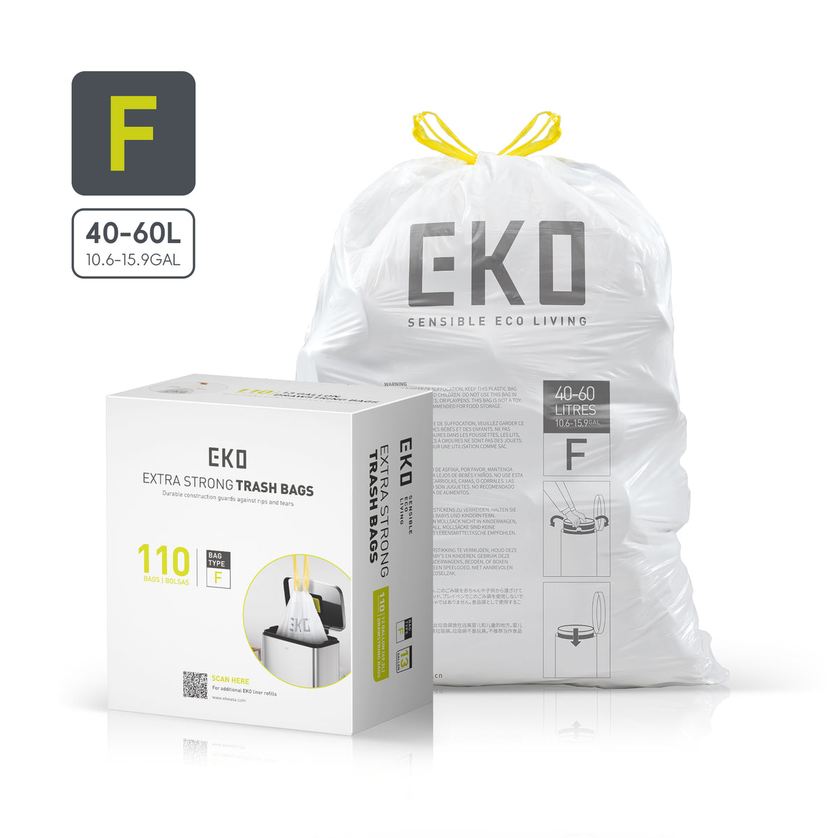 Easy-Dispense Trash Bag Code E-Z / 8-21 Gal