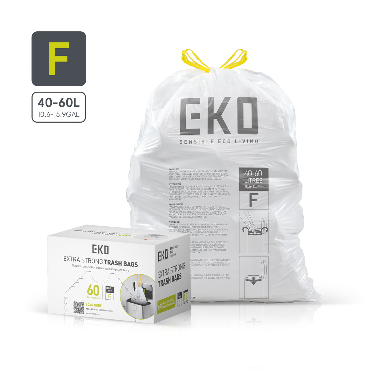 Easy-Dispense Trash Bag Code E-Z / 8-21 Gal