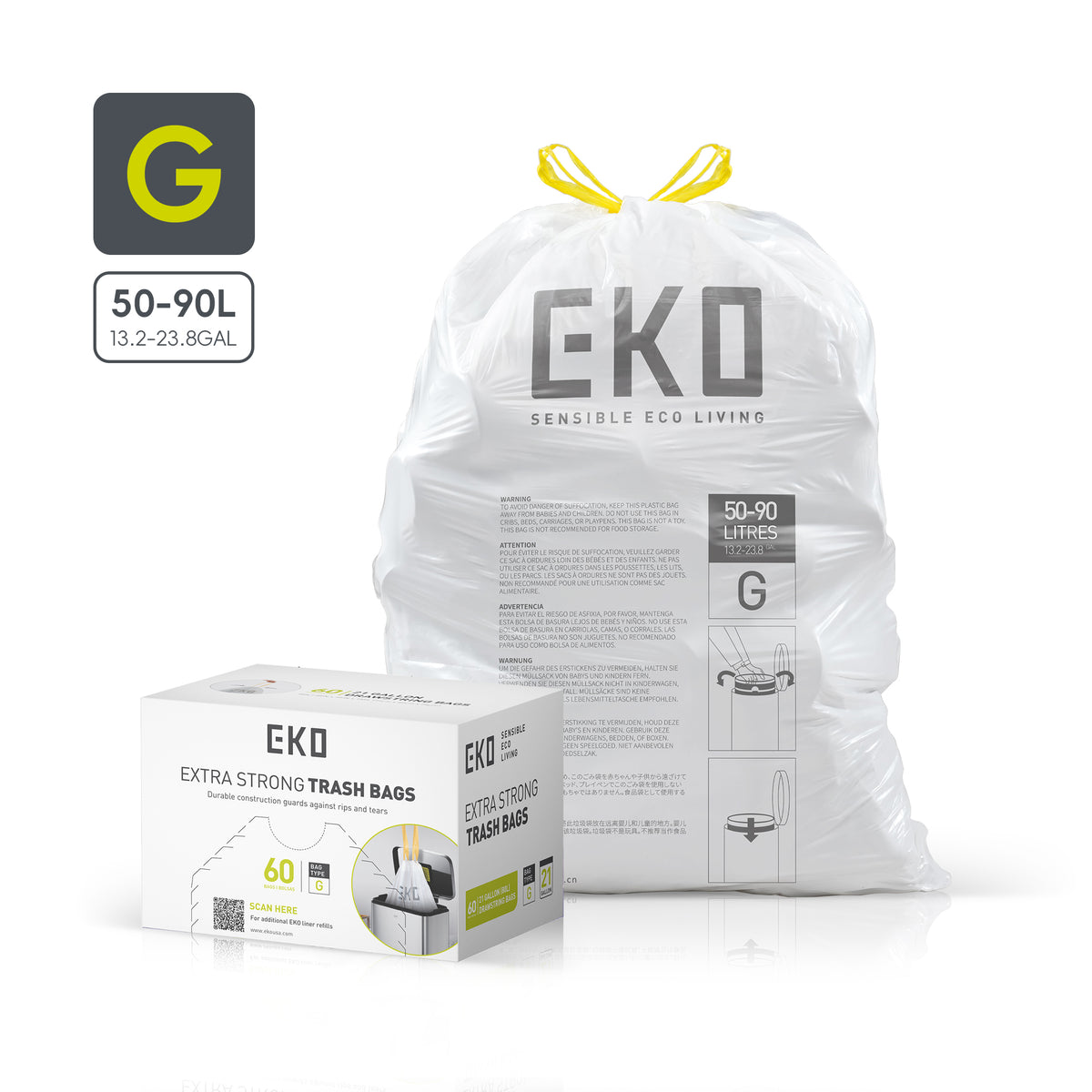 Easy-Dispense Trash Bag Code E-Z / 8-21 Gal