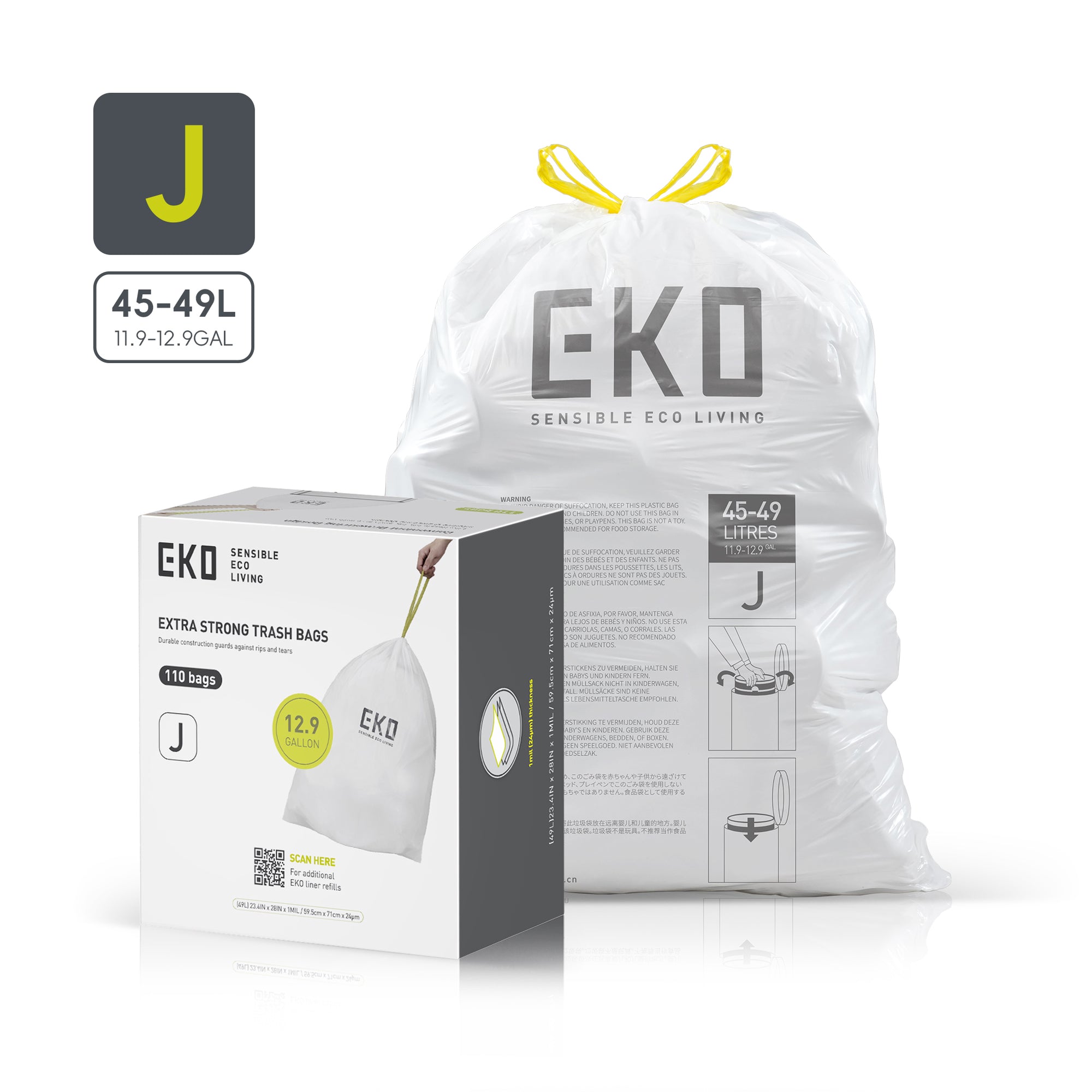 Easy-Dispense Roll Trash Bag Code A-Z / 1.6-21 Gal