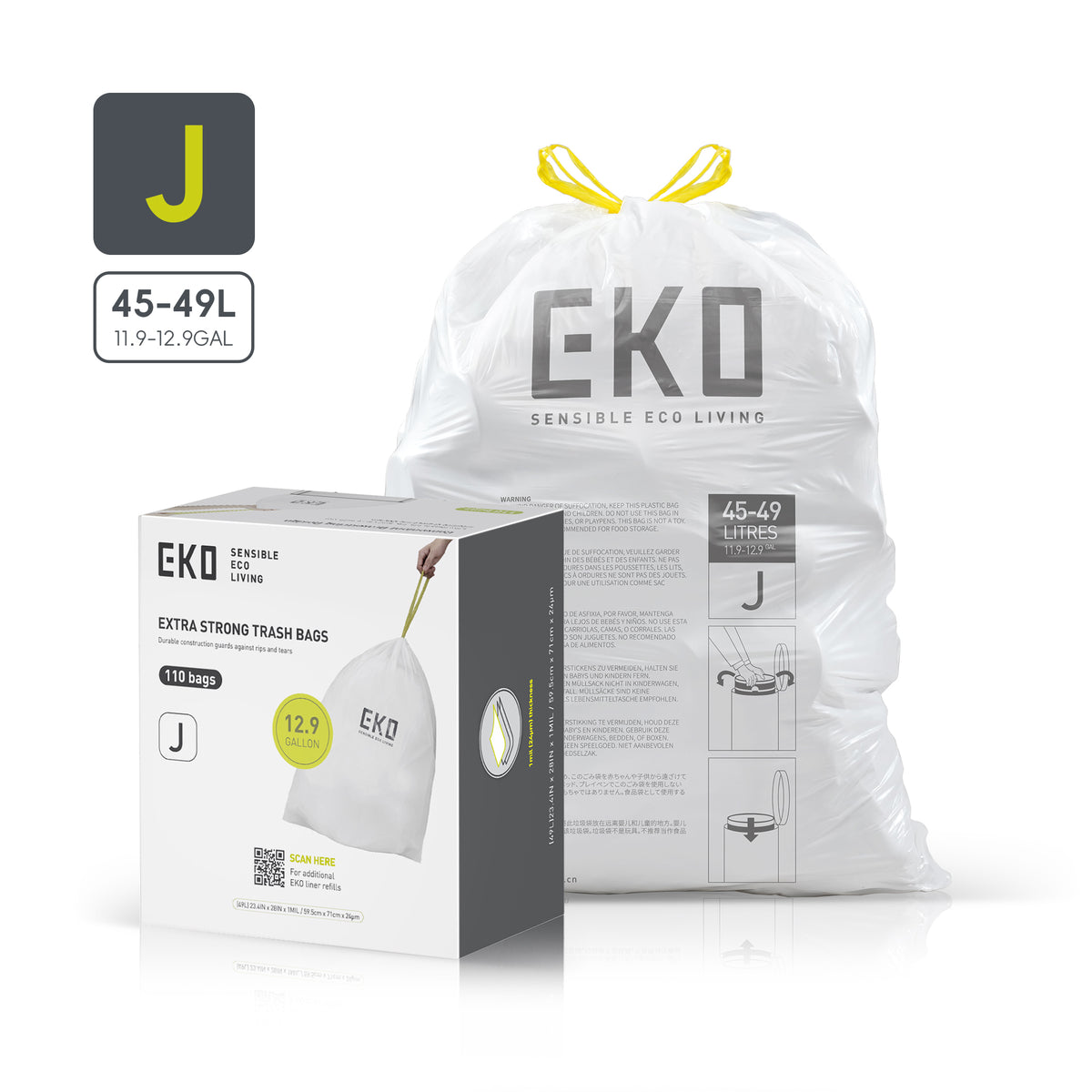 Easy-Dispense Trash Bag Code E-Z / 8-21 Gal