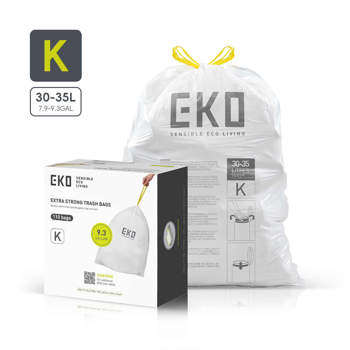 Easy-Dispense Trash Bag Code E-Z / 8-21 Gal