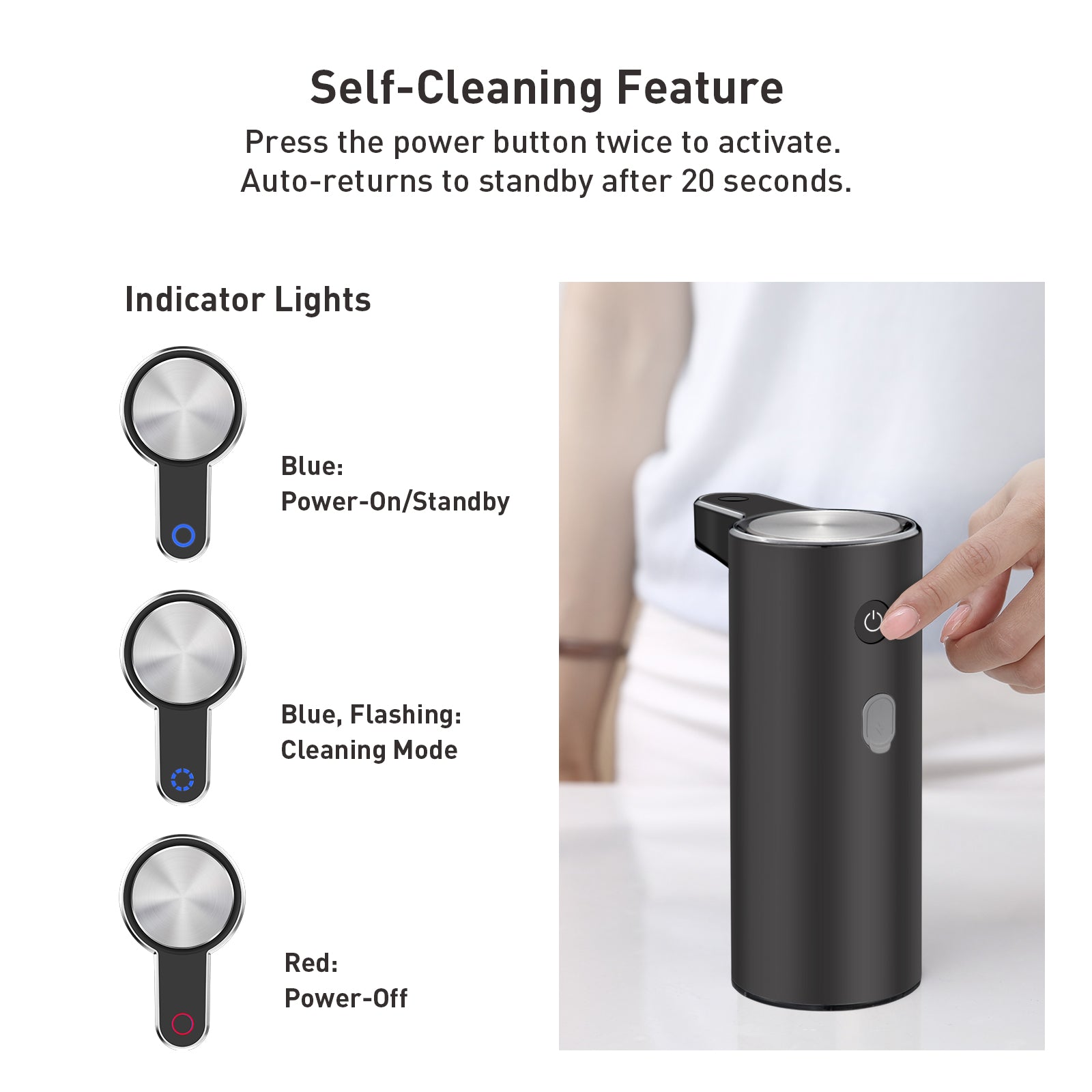 EKO Aroma Smart Liquid Soap Dispenser - Dark Gray – Self-Cleaning Feature