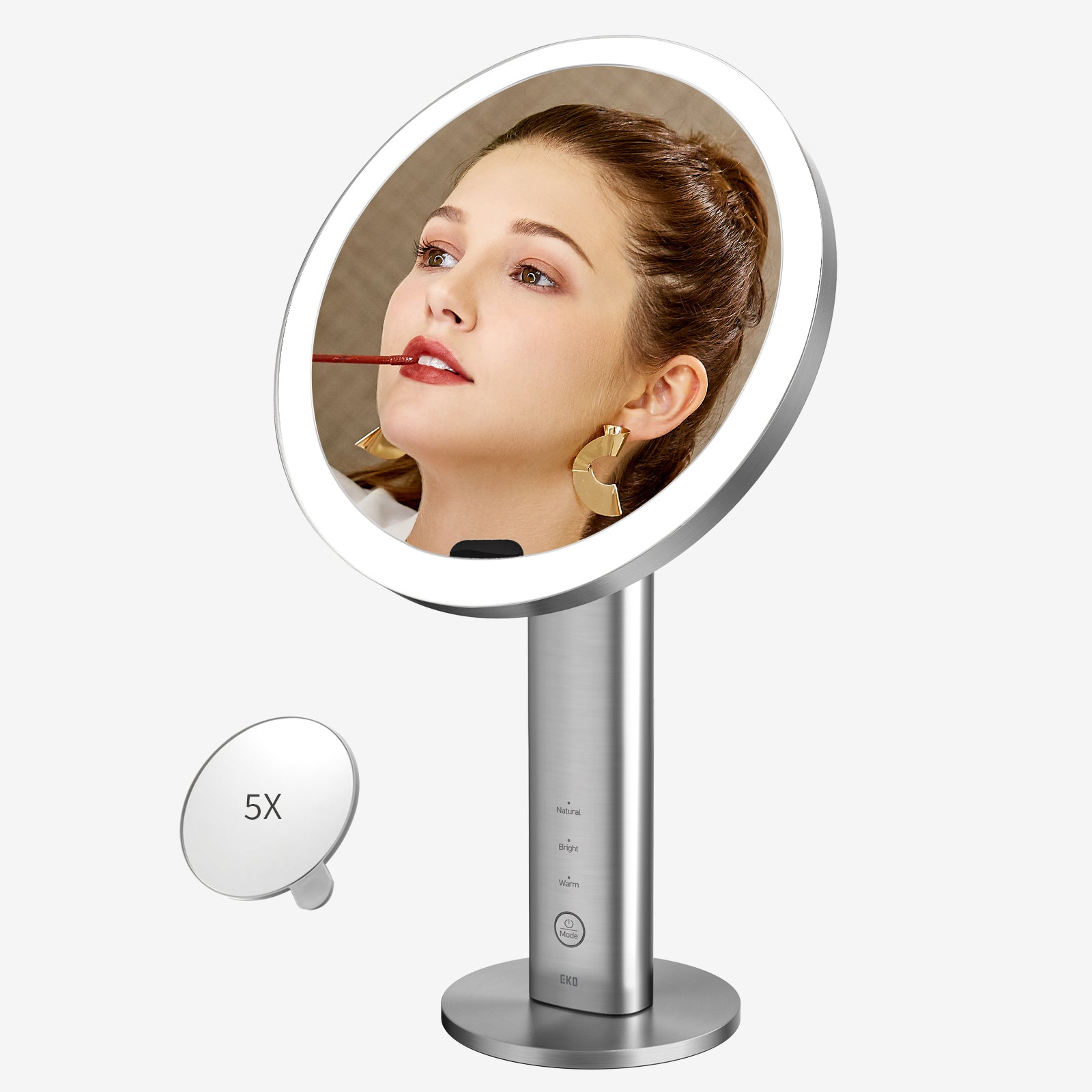 EKO iMira Ultra Clear 8" Sensor Mirror - Dark Gray 1X/5X – Easily Apply Lipstick
