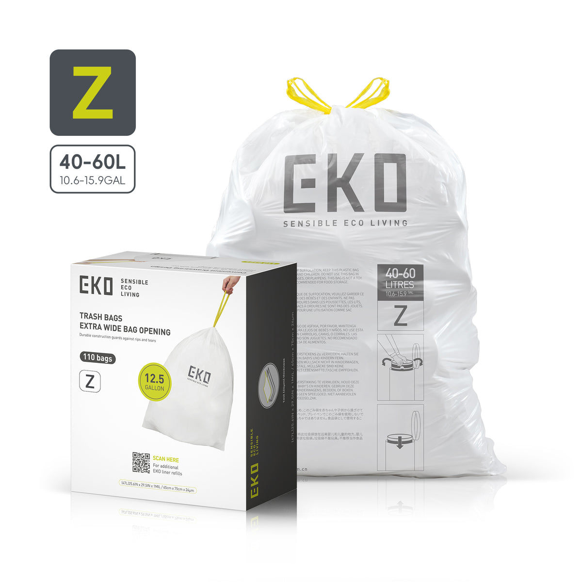 Easy-Dispense Trash Bag Code E-Z / 8-21 Gal