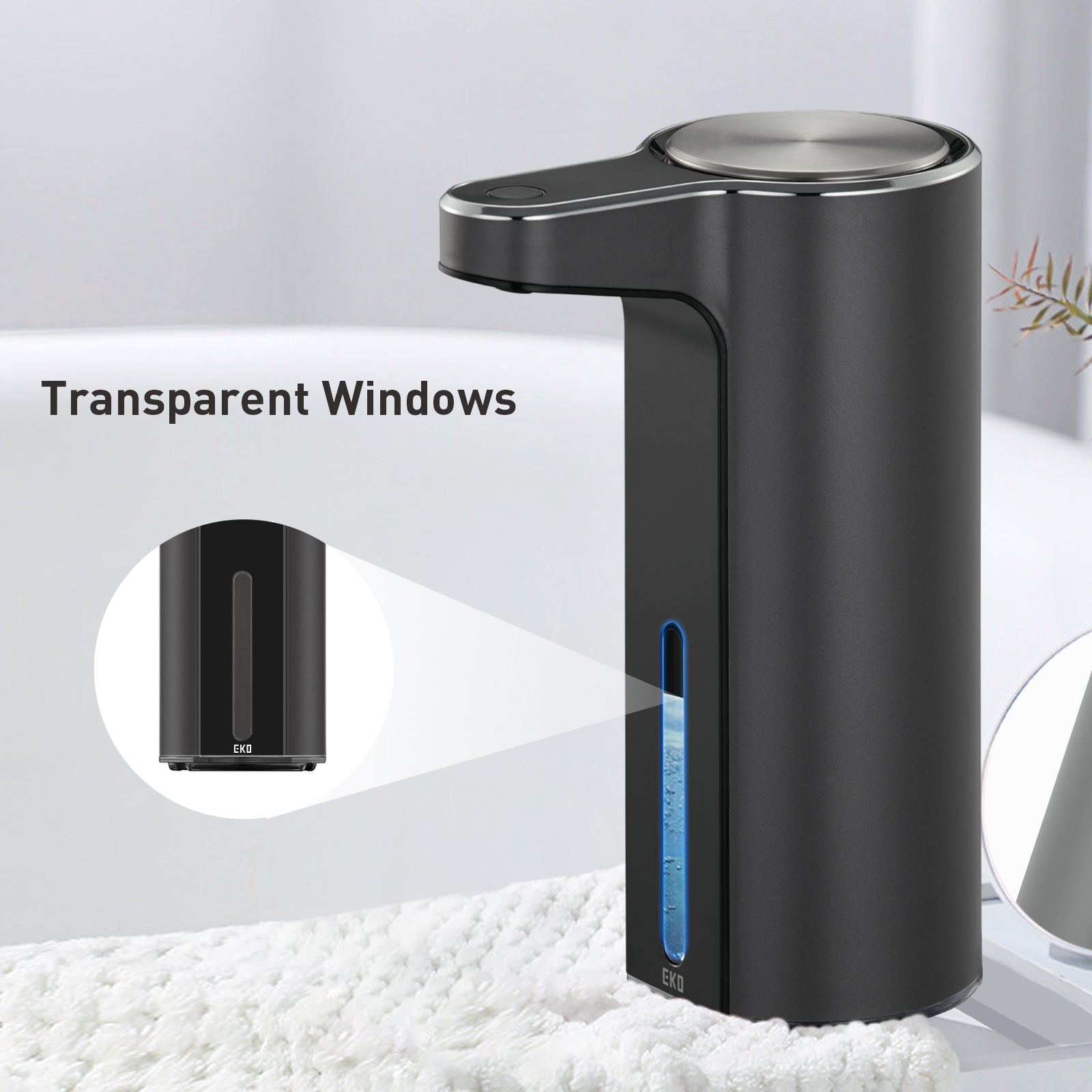 EKO Aroma Smart Liquid Soap Dispenser - Dark Gray – Transparent Windows